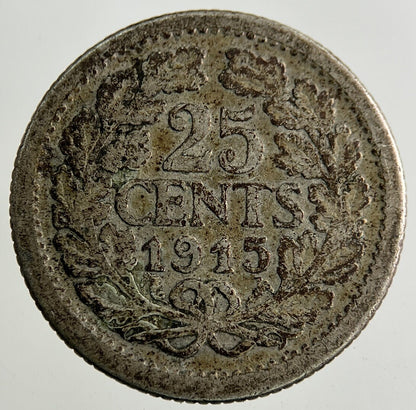 1915 Netherlands 25 Cents Silver Coin | Collectable Grade