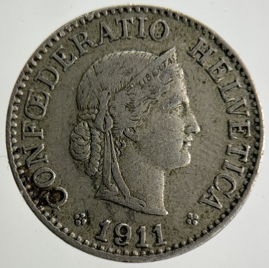 1911 Switzerland Swiss 10 Rappen Coin | Fine Collectable Grade