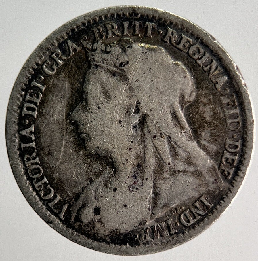 1897 Veiled Head Victoria Threepence Silver Coin | Collectable Grade | a4017