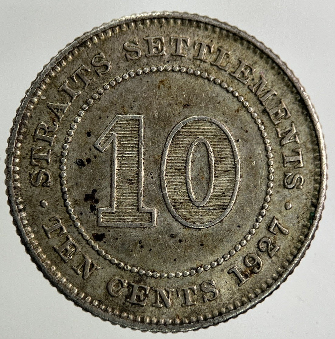 1927 Settlement Straits 10 Cents Silver Coin | Very High Grade