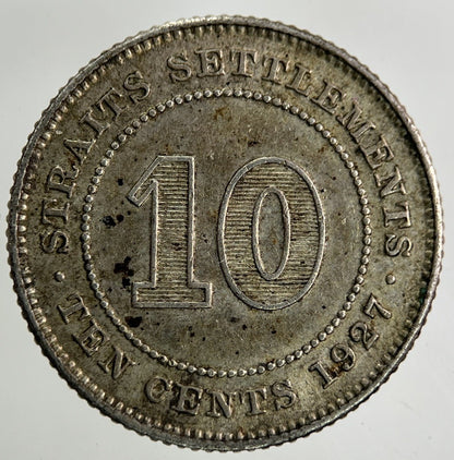 1927 Settlement Straits 10 Cents Silver Coin | Very High Grade