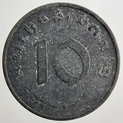 1942 - J Nazi Germany 10 Pfennig Coin | Very High Grade