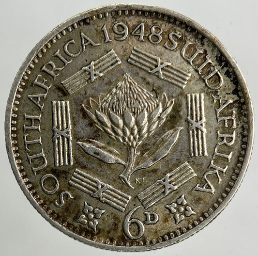 1948 South Africa Sixpence Silver Coin | Very High Grade