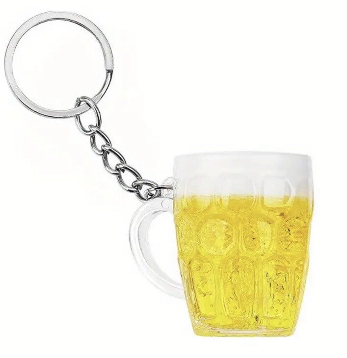 Mini Beer Pint Glass Keyring Premium Keychain Gift UK