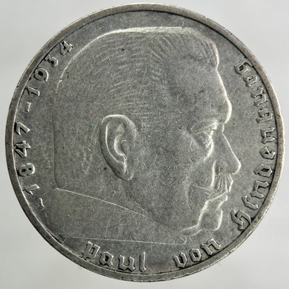 1938 Germany Nazi 2 Mark Silver Coin | Very High Grade