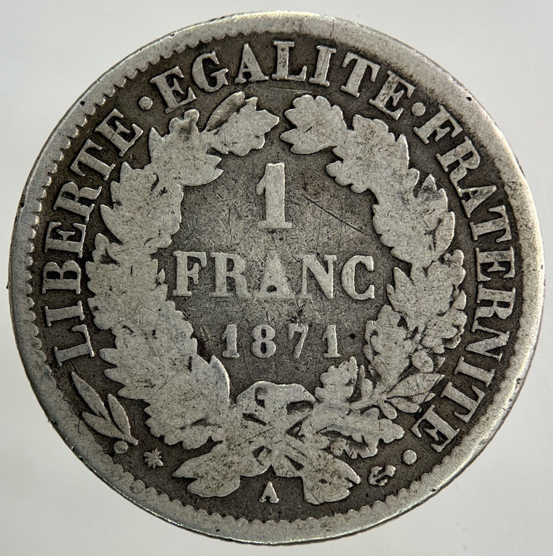1871 France 1 Franc Silver Coin | Collectable Grade