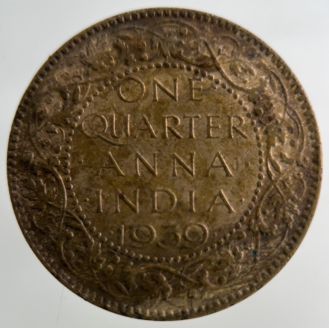 1939 India Quarter 1/4 Anna Coin | Fine Collectable Grade