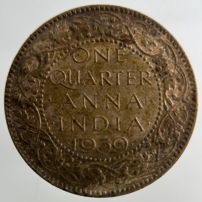 1939 India Quarter 1/4 Anna Coin | Fine Collectable Grade