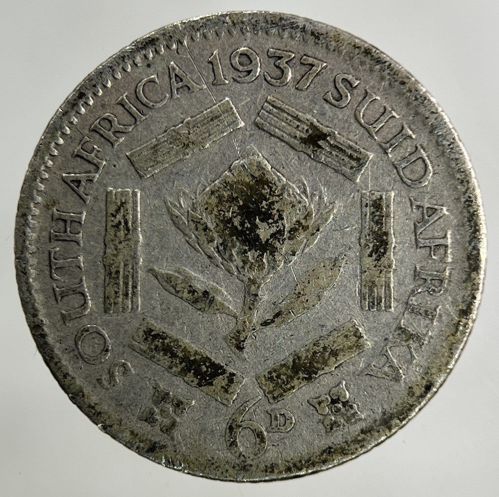 1937 South Africa Sixpence Silver Coin | Fair Grade