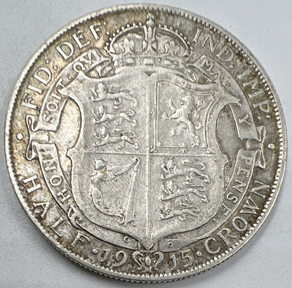 1915 Half - Crown | British Silver Coin | George V | Fine Collectable Grade | a918