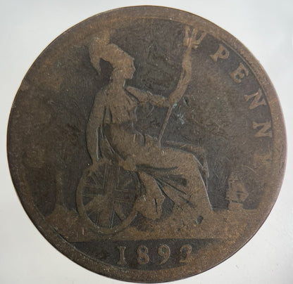 1892 Victoria One Penny Coin | Collectable Grade