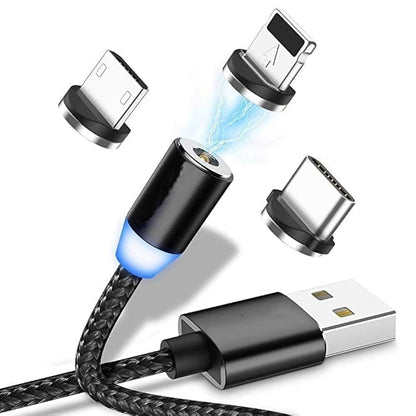 3 in 1 Magnetic USB Cable Charging Cable Multi Charger iPhone Lightening Type C