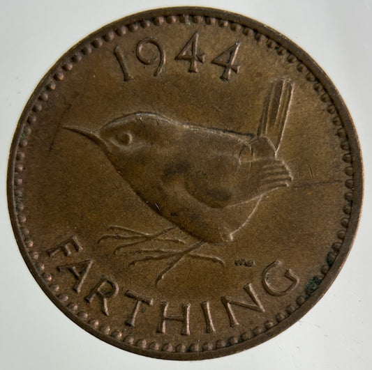 1944 George VI Wren Farthing Coin | Fine Collectable Grade