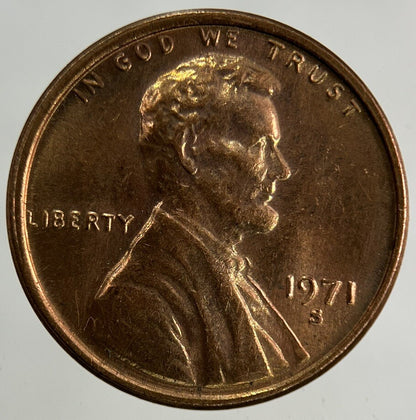1971 - S US USA Lincoln One Cent Coin | Fine Collectable Grade