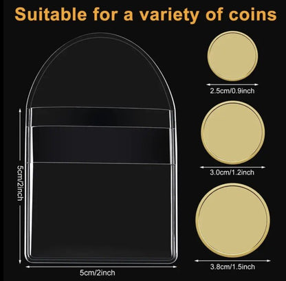 20 x Clear Premium Coin Transparent Protective Storage Sleeve / Pouch - UK Stock