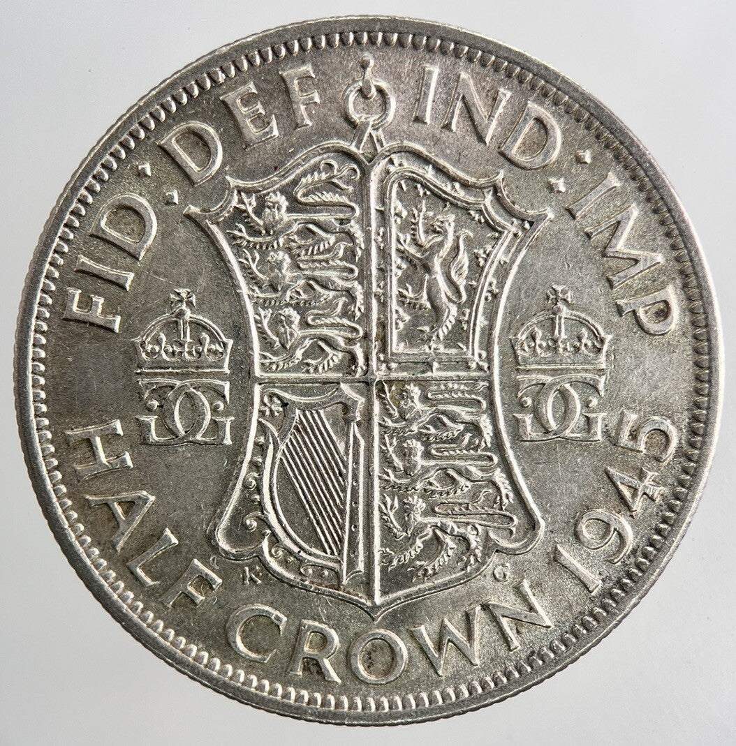 1945 George VI Half - Crown Silver Coin | Fine Collectable Grade | a9147