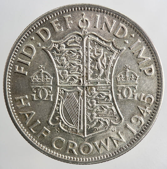 1945 George VI Half - Crown Silver Coin | Fine Collectable Grade | a9147