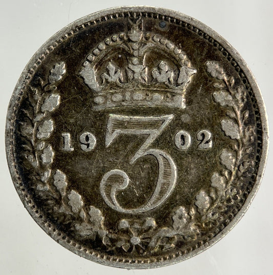 1902 Edward VII Threepence Silver Coin | Fine Collectable Grade