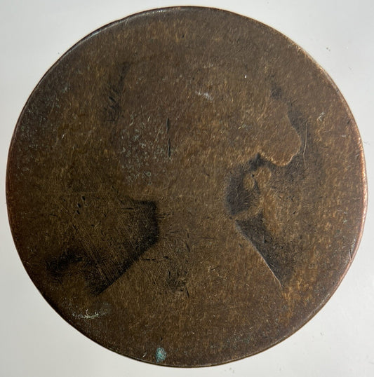 1860 Victoria One Penny Coin | Worn Grade