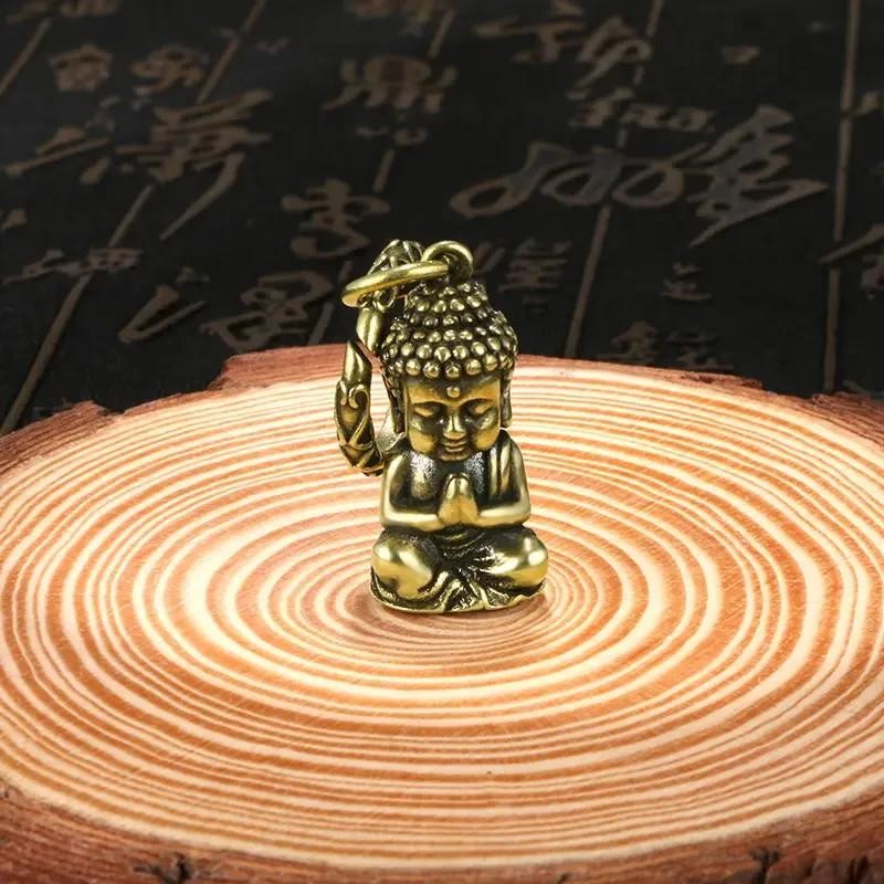 Mini Metal Buddha Buddhism Shaped Keyring Premium Keychain Gift UK