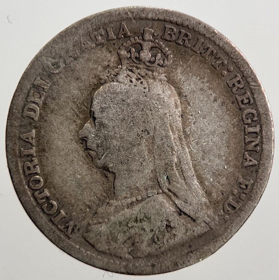 1892 Victoria Jubilee Head Threepence Silver Coin | Fair Grade | a2564