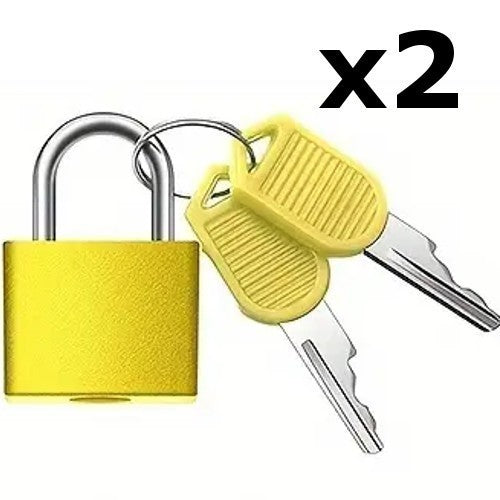 x2 Yellow Small Metal Security Lock Luggage Case Padlock Backpack Lock UK Stock