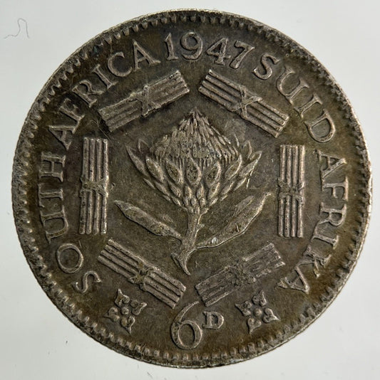 1947 South Africa Sixpence Silver Coin | Fine Collectable Grade