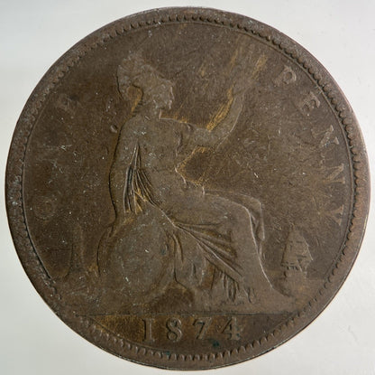 1874 Victoria One Penny Coin | Collectable Grade