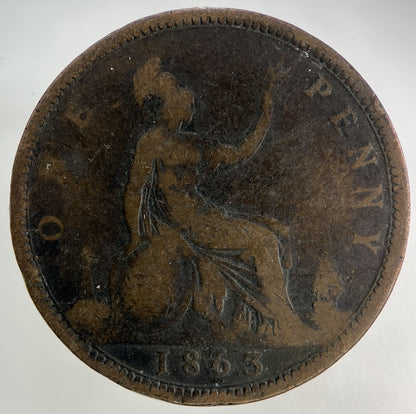 1863 Victoria One Penny Coin | Collectable Grade