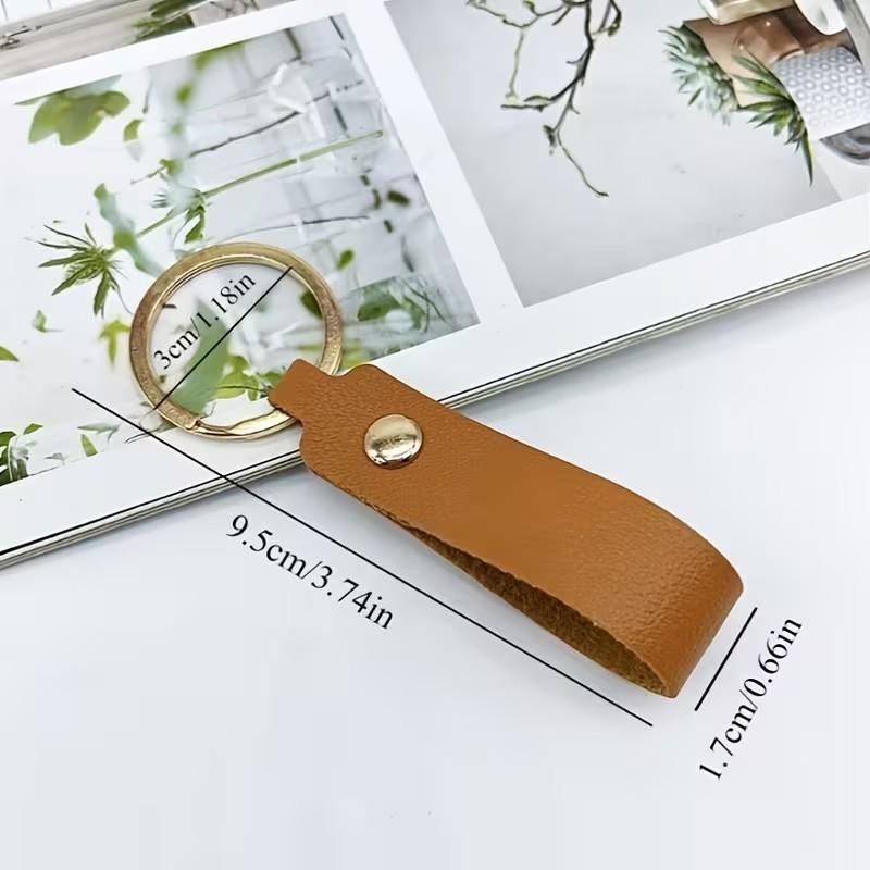 2 x Brown Key - Ring Leather Belt Loop Keychain Fob Holder Clip Hook Dangler UK