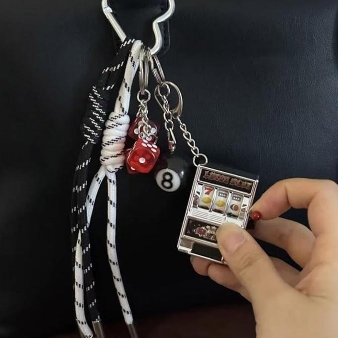 Mini Casino Slot Machine Lucky Slot Shaped Keyring Keychain Gift UK