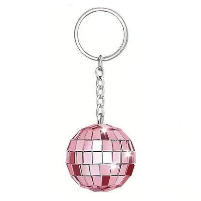 Mini Pink Disco - Ball Reflecting Keyring Keychain Gift UK