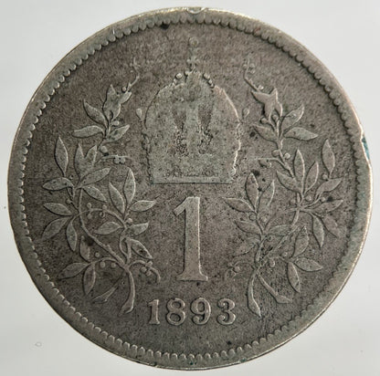 1893 Austria - Hungary 1 Korona Silver Coin | Collectable Grade