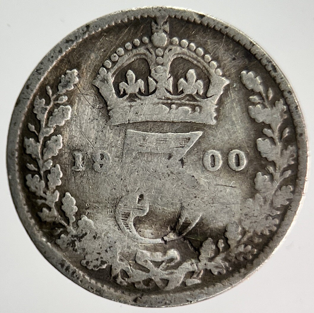 1900 Veiled Head Victoria Threepence Silver Coin | Fair Grade | a4002