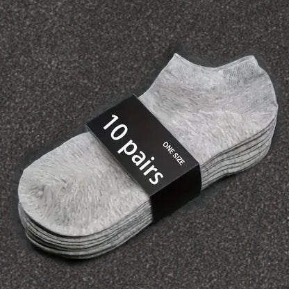 10 Pack Mens Trainer Liner Grey Ankle Socks Invisible Cotton Low Cut Sports Sock