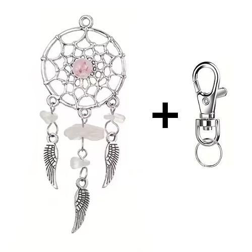 Mini Metal Pink Stones Dream Catcher Charm Keyring Keychain Gift UK