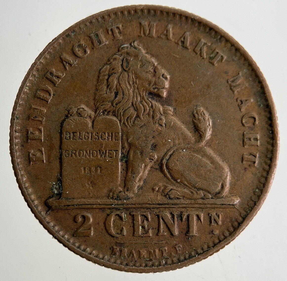 1911 Belgium 2 Centimes Coin | Fine Collectable Grade