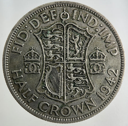 1942 George VI Half - Crown Silver Coin | Fine Collectable Grade
