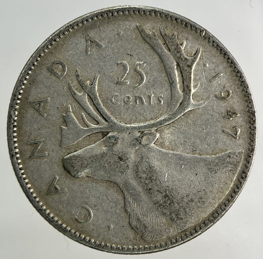 1947 Canada 25 Cents Silver Coin | Fine Collectable Grade