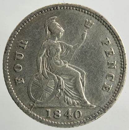 1840 Victoria Groat Four - Pence Silver Coin | Fine Collectable Grade