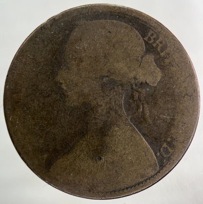 1865 Victoria One Penny Coin | Worn Grade