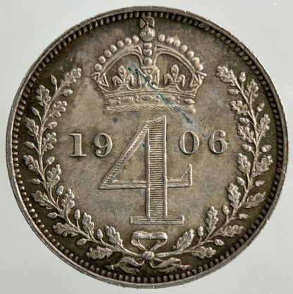 1906 Edward VII Maundy Four - Pence Silver Coin | Very High Grade