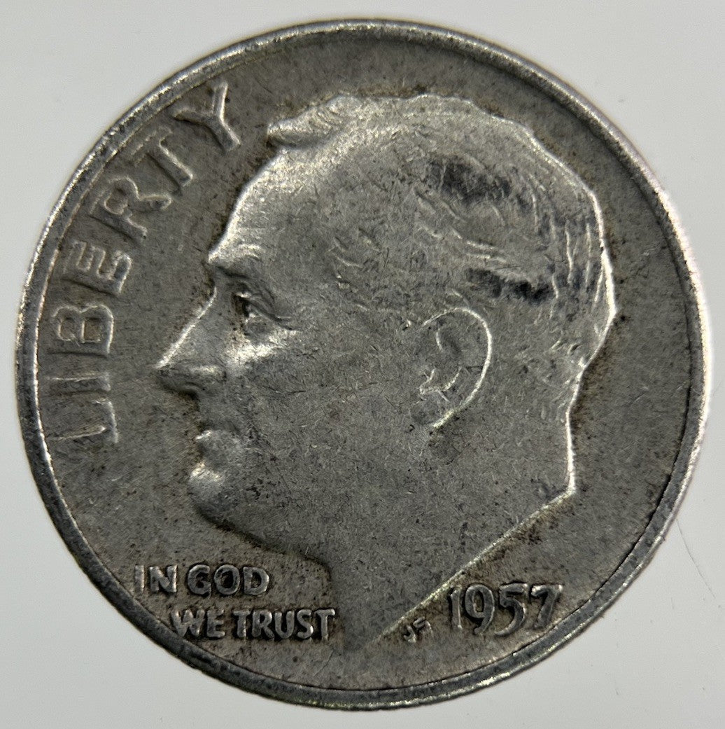 1957 - D US USA Roosevelt Dime Silver Coin | Collectable Grade