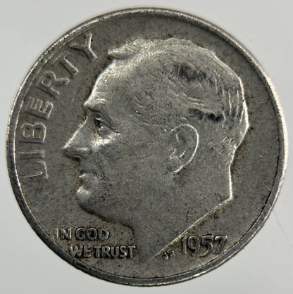 1957 - D US USA Roosevelt Dime Silver Coin | Collectable Grade