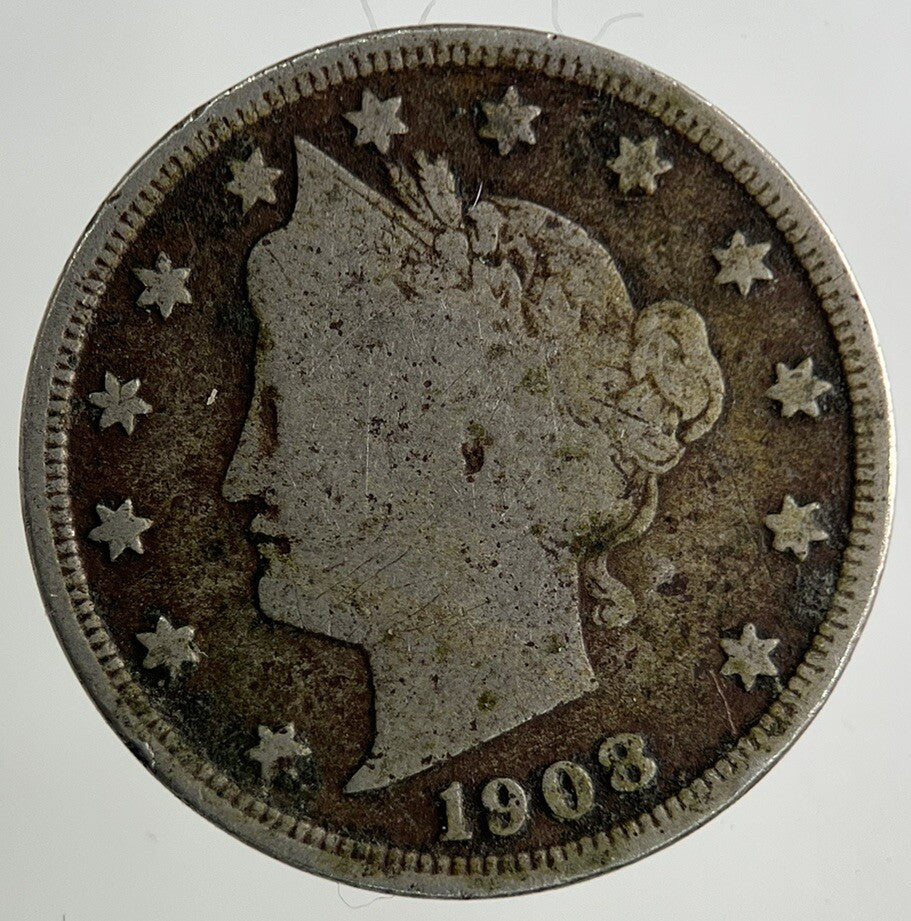 1908 US USA 5 V Cents Nickel Coin | Collectable Grade