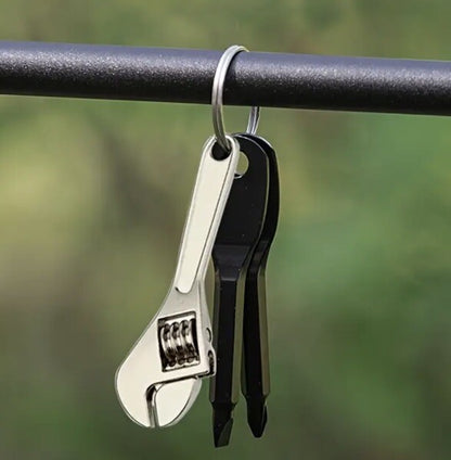 Mini Black Metal Toolkit Screwdrivers & Spanner Keyring Premium Keychain Gift UK