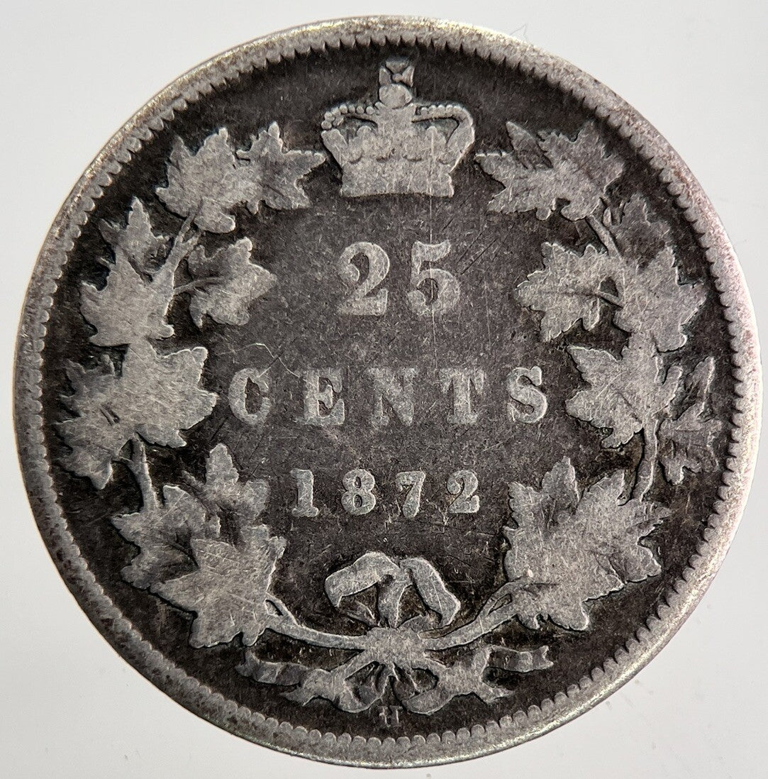 1872 - H Canada 25 Cents Silver Coin | Collectable Grade | a9798