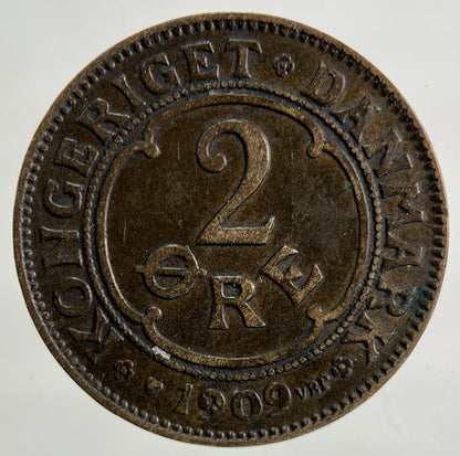 1909 Denmark 2 Ore Coin | Fine Collectable Grade