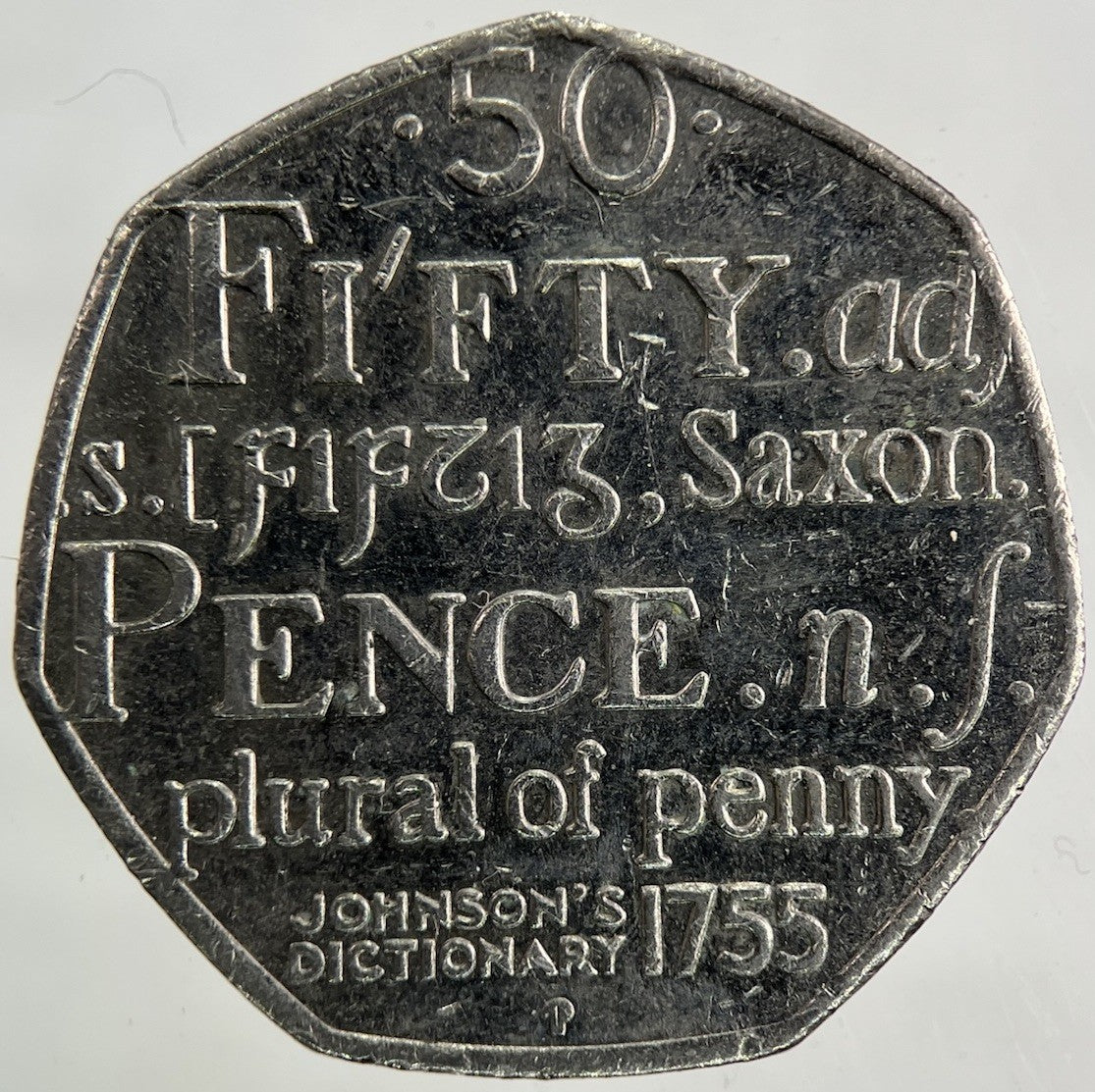 2005 Samuel Johnsons Dictionary 50p Fifty - Pence Coin | Collectable Grade