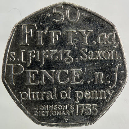 2005 Samuel Johnsons Dictionary 50p Fifty - Pence Coin | Collectable Grade